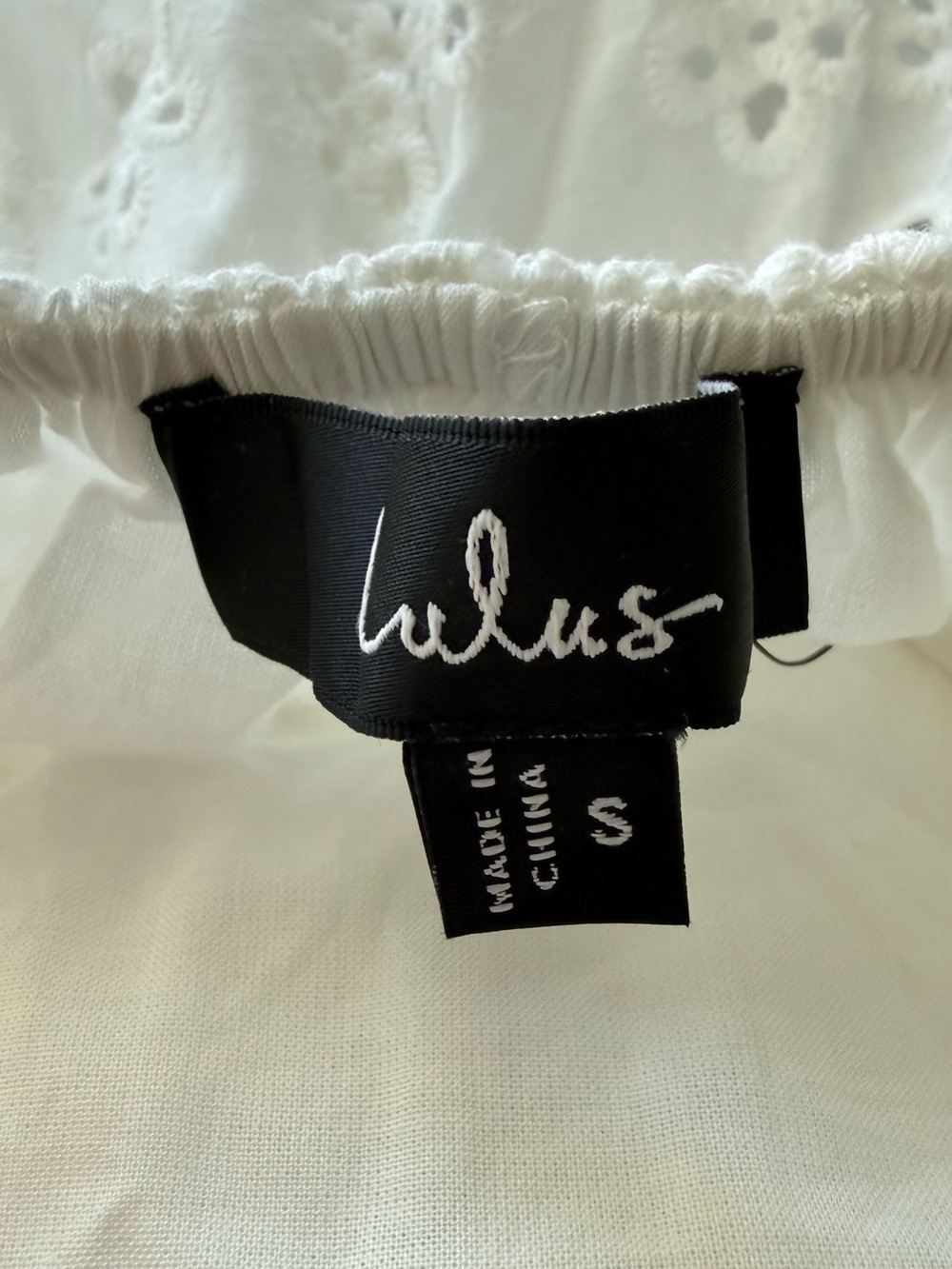 NWT Lulus Mina White Eyelet Embroidered Shift Mini Dress Size Small - Picture 8 of 8
